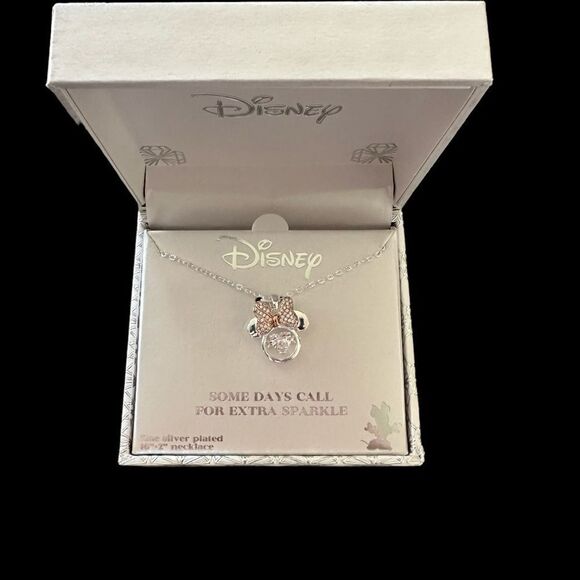 Disney BOWTIFUL Minnie Mouse Fine Silver Plated Necklace 16” - Picture 1 of 5